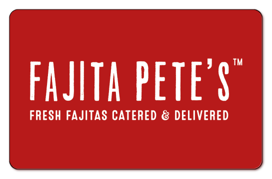 fajita petes white logo on a solid red background